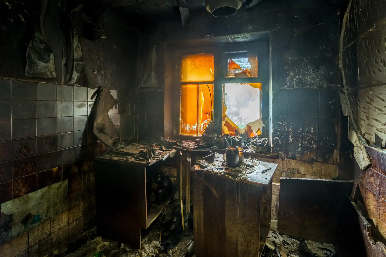 Fire damage restoration crew responding to a house fire in Kent, WA
